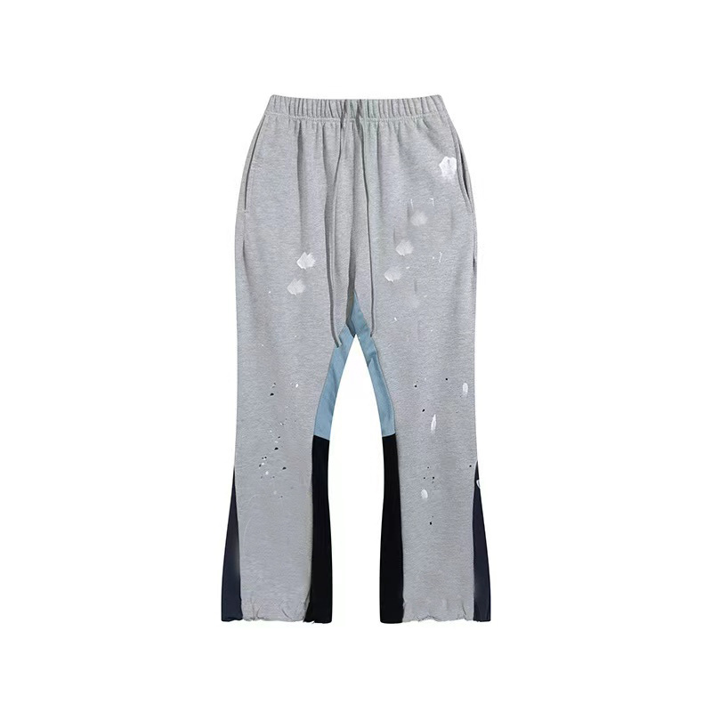 Wholesale Track Fleece Joggers Men Stacked Patchwork Sweat Pants Flare Sweat Pants Men