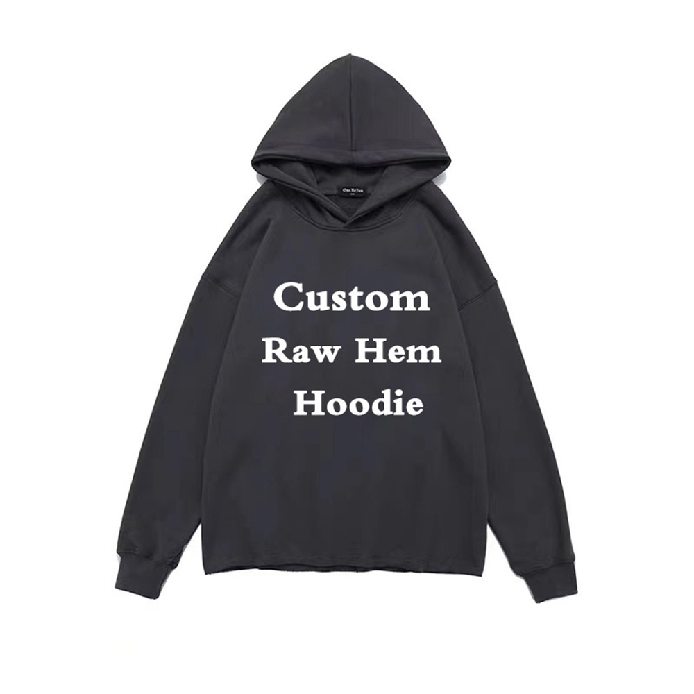 Custom Design Raw Hem Hoodies Sweatshirts Unisex 100 Cotton Crop Cut Edge Hoodie Printing Cut Edge Custom Cut And Sew Hoodie