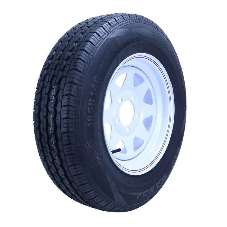 Trailer parts 185R14 Light Truck Tire fitted with 14 inch wheel rim used for cage trailer/box trailer