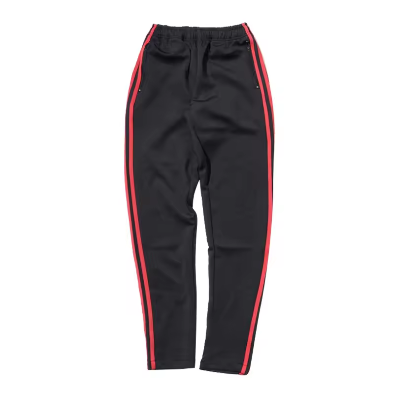 Wholesale High Street Custom French Terry Men Nylon Track Pants Elastic Waist Stripe Pants Side Ribbon pants