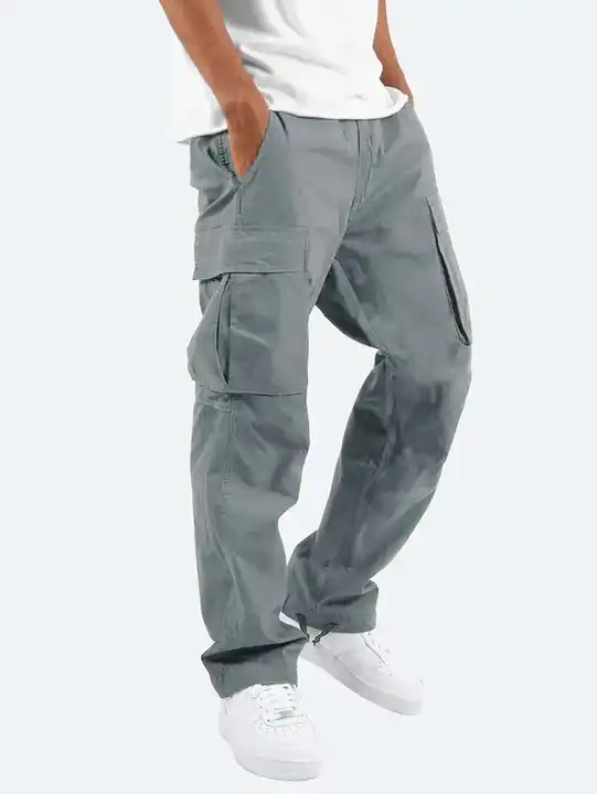 Adjustable Cuff Hip Hop Style Cargo Pants Dark Color Waterproof Big Pockets Elastic Waist Cargo Pants