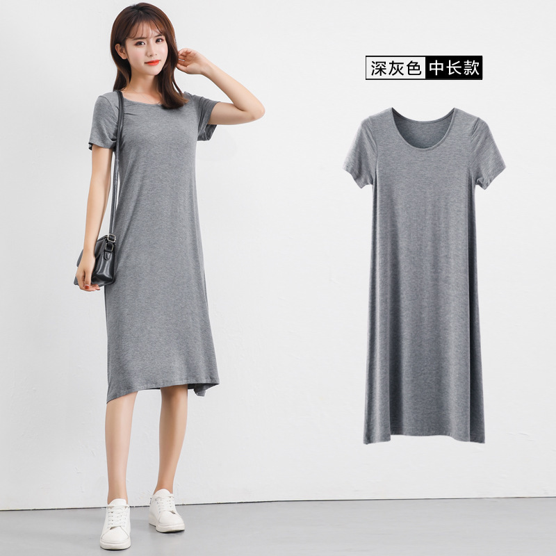 100% Cotton summer casual cotton short sleeve blank dresses plus size loose long women t shirt dress