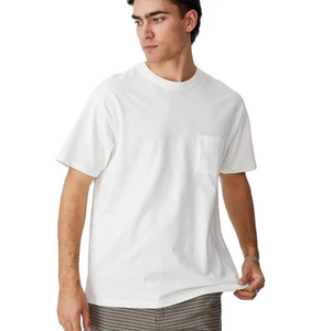 Adult 100% Cotton Pocket T-Shirt Men's Short Sleeve Crew White T Shirts Men s Jersey Pocket T-Shirt