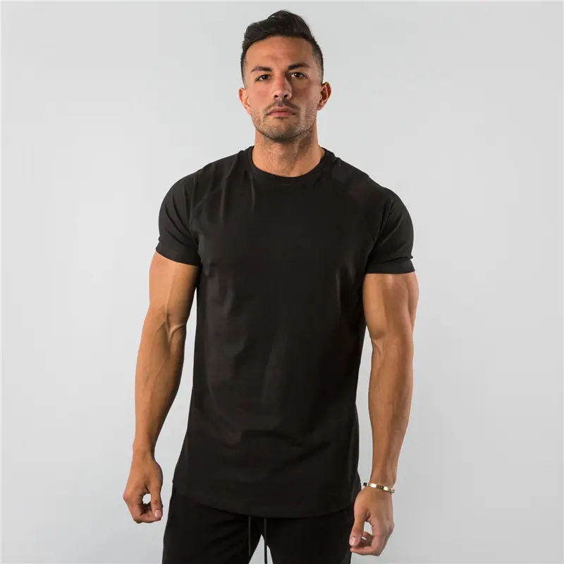 95%cotton 5% elastane custom private logo fitness gym wear sports apparel plain blank men Short Sleeve  T Shirt