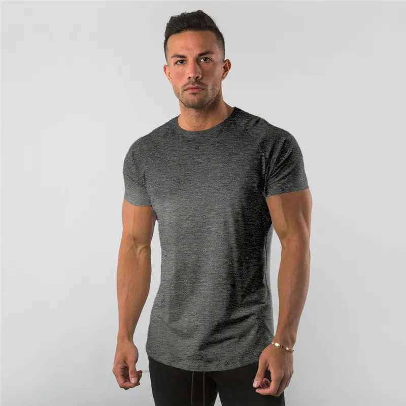 95%cotton 5% elastane custom private logo fitness gym wear sports apparel plain blank men Short Sleeve  T Shirt