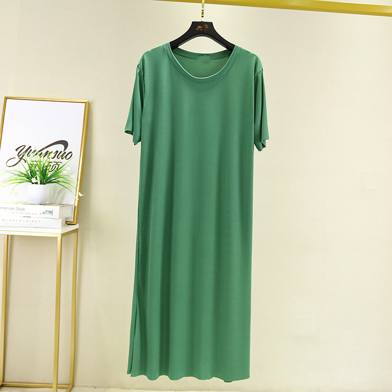 Side split hem girls lightweight pajamas wholesale one piece loungewear plus size sleep dress for women