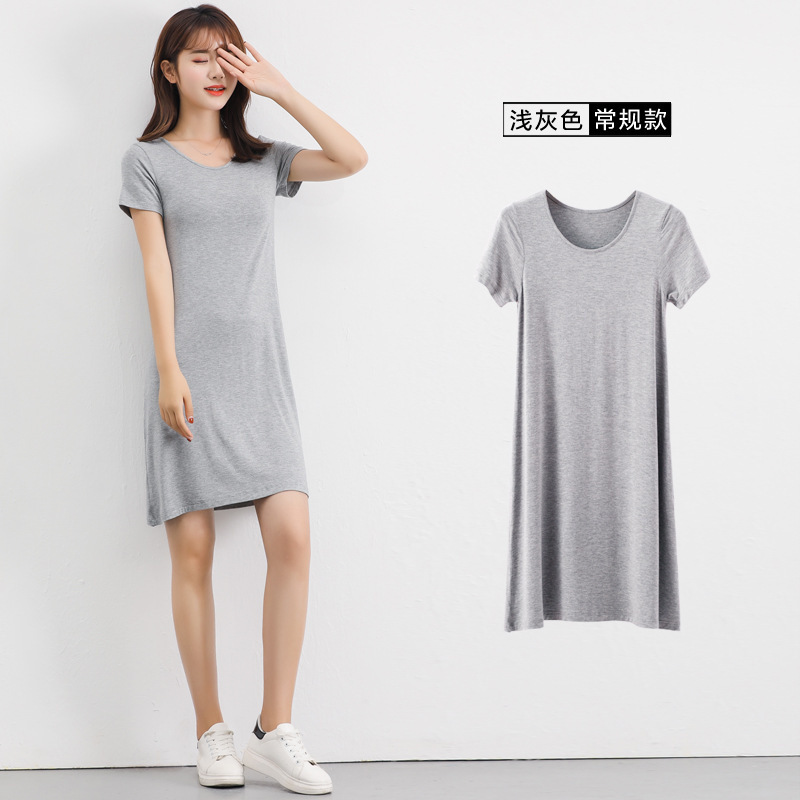 100% Cotton summer casual cotton short sleeve blank dresses plus size loose long women t shirt dress