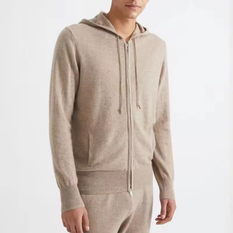 Cashmere Hoodies Men's Cozy knitted thin fabric spring Home Wear hoodie Pyjamas Long Sleeve Knit Cardigan hoodie