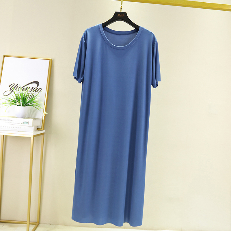 Side split hem girls lightweight pajamas wholesale one piece loungewear plus size sleep dress for women