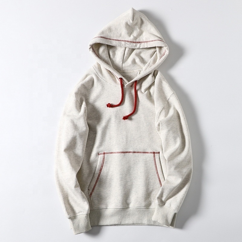 oversized 100% cotton hoodie with string drop shoulder french terry black hoodie white stitching