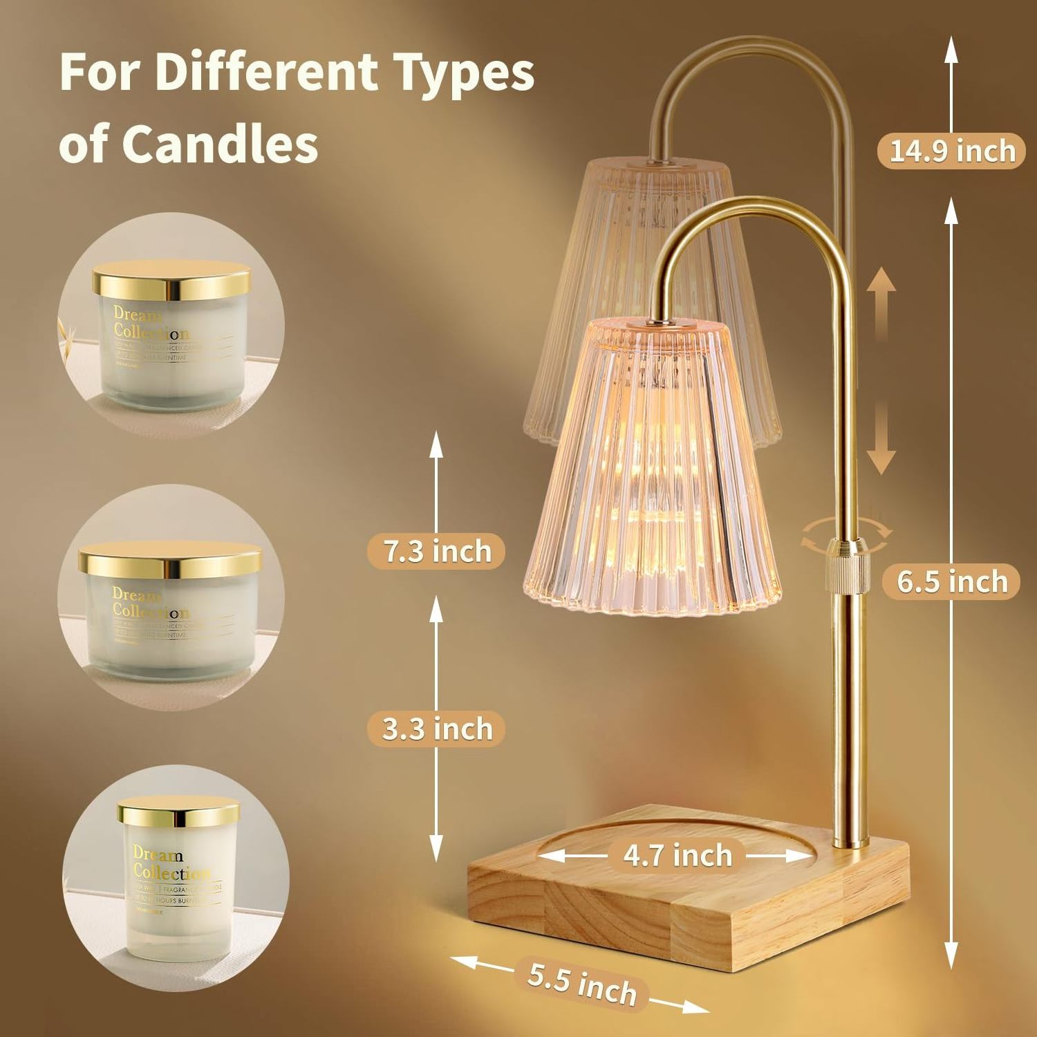 WANHUA wholesale candle warmer elegant modern 2024 flower adjustable height candle warmer lamp with timer dimmer