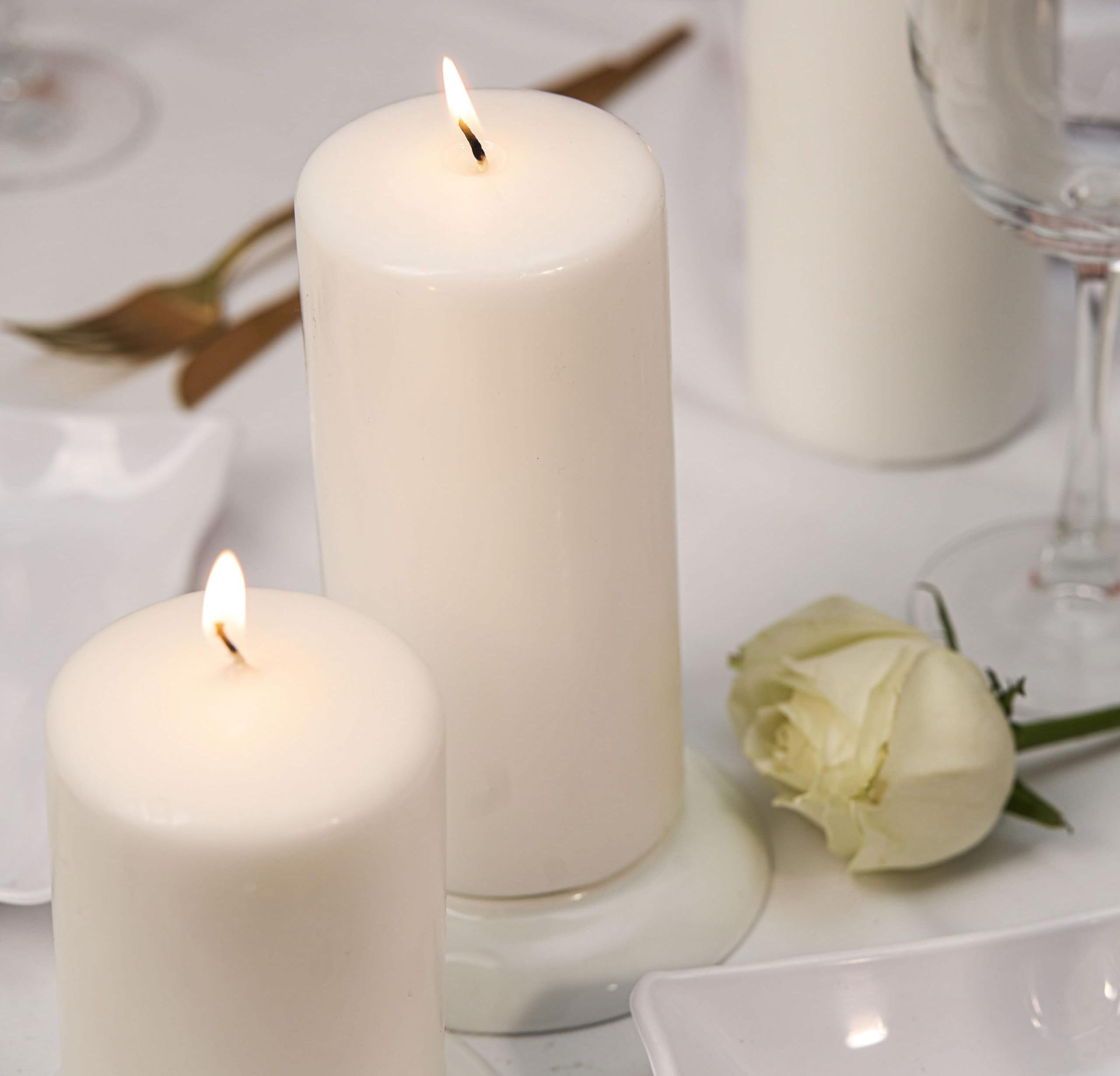 WANHUA long burning flameless unscented ivory white wedding pillar candles