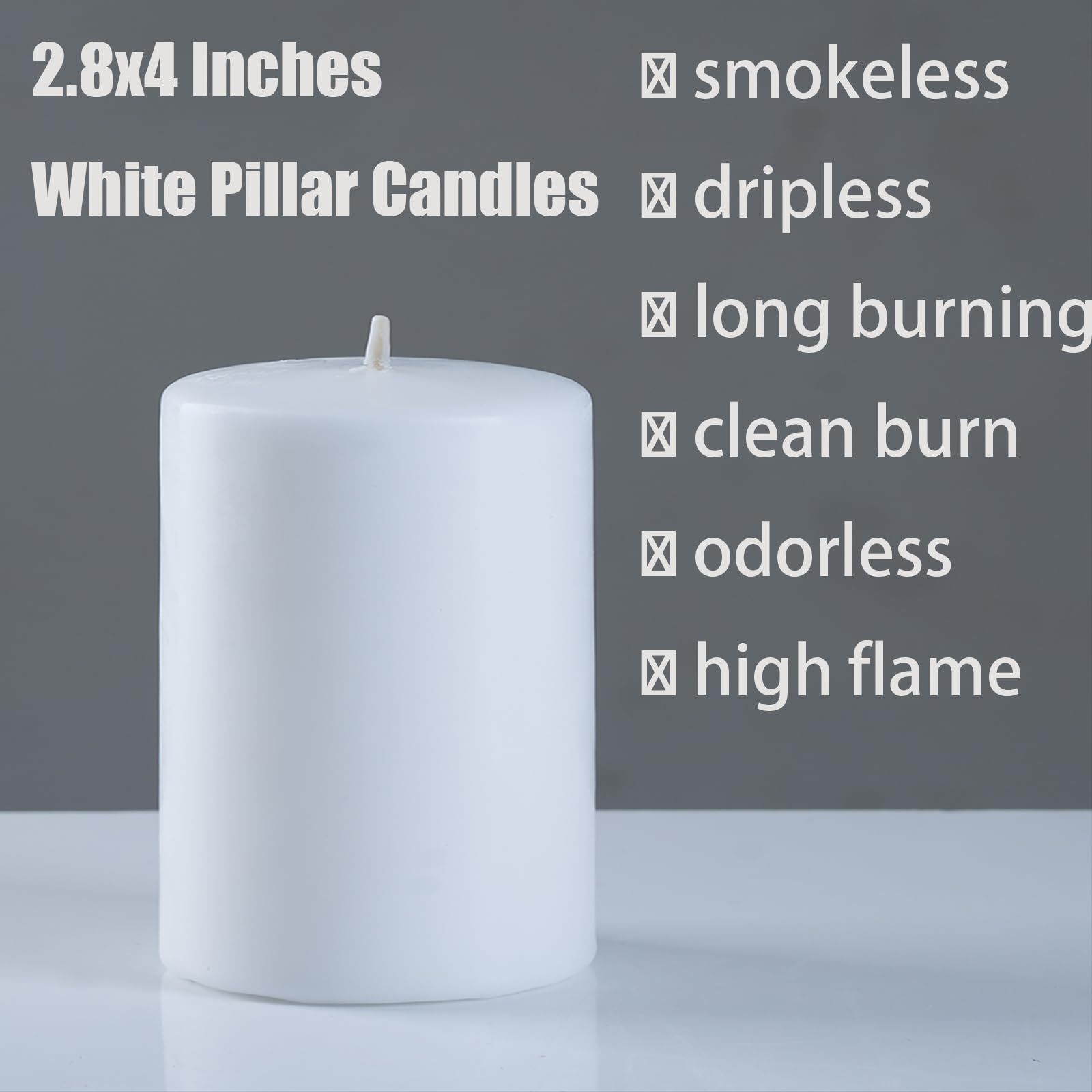 WANHUA long burning flameless unscented ivory white wedding pillar candles