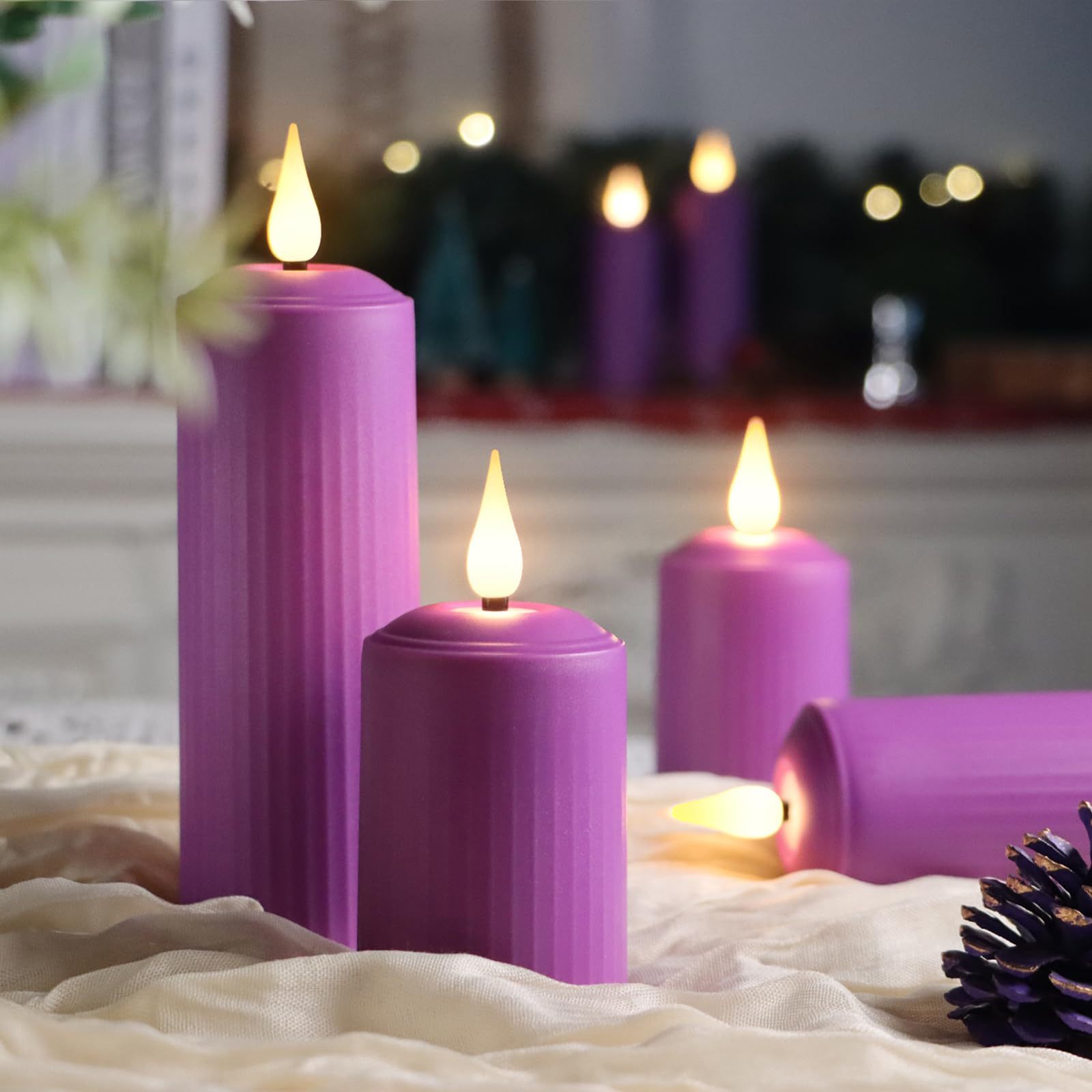 WANHUA purple artificial smokeless wicks pride flameless flickering rechargeable led candles by the hour