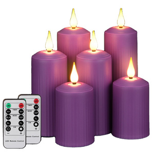 WANHUA purple artificial smokeless wicks pride flameless flickering rechargeable led candles by the hour