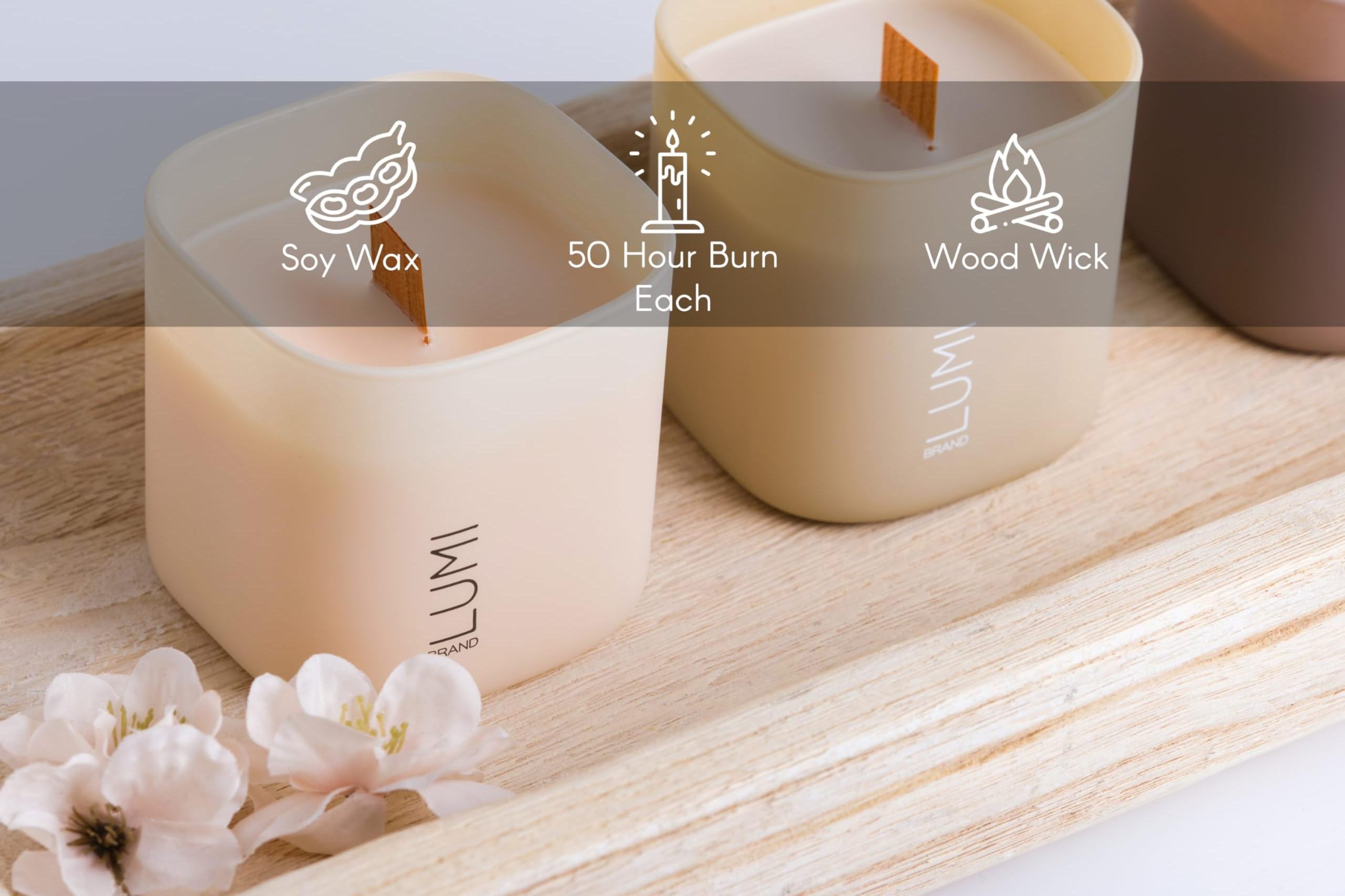 WANHUA Set of 3 Scented Soy Candles Gift Set  Wood Wick  Clean Burn Scented Candles for Home