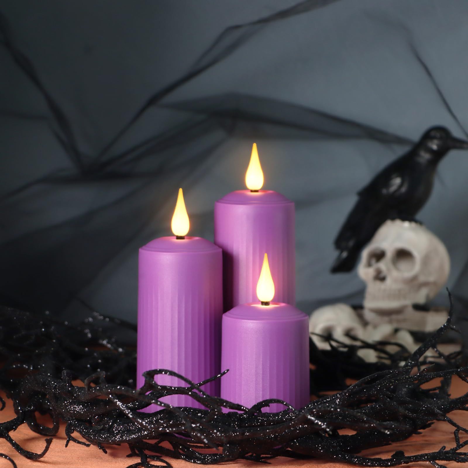 WANHUA purple artificial smokeless wicks pride flameless flickering rechargeable led candles by the hour