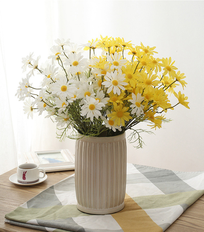 Realistic Silk Daisy Artificial Wedding Home Table Flower Faux Calliopsis White Daisy