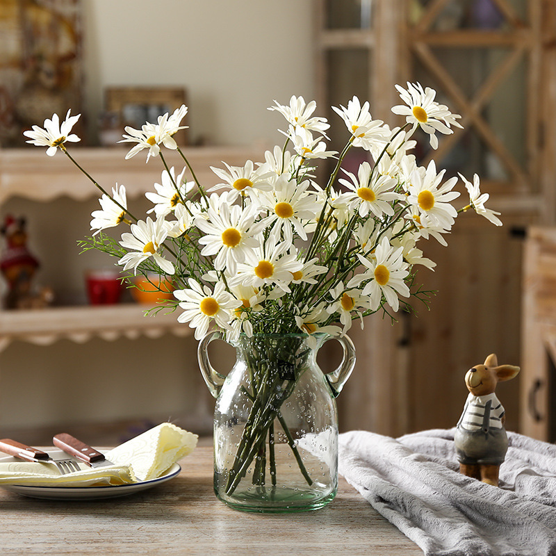 Realistic Silk Daisy Artificial Wedding Home Table Flower Faux Calliopsis White Daisy