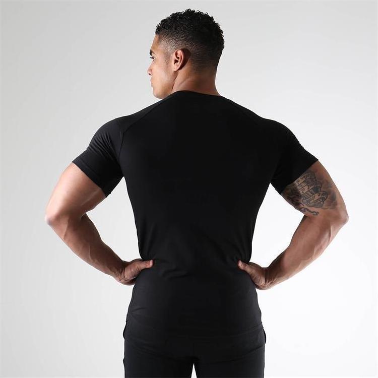 Men 90 polyester 10 spandex bodybuilding fitness blank personalized gym workout t-shirt