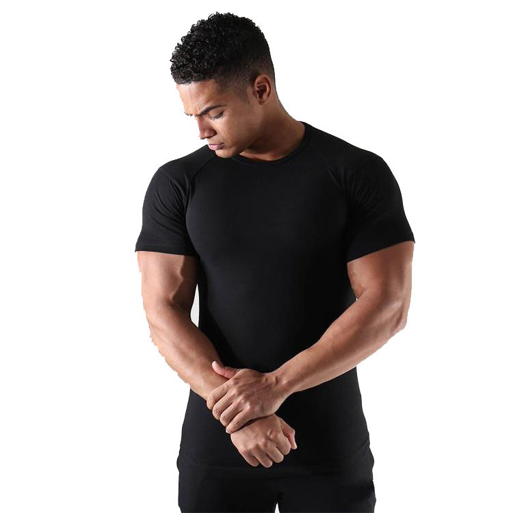 Men 90 polyester 10 spandex bodybuilding fitness blank personalized gym workout t-shirt