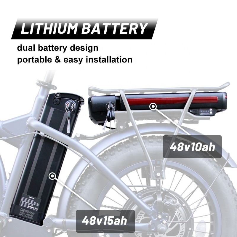 New wholesale foldable 1000w 48v fat tire dual batteries electric bike 20inch 500w electric folding bicycle 20