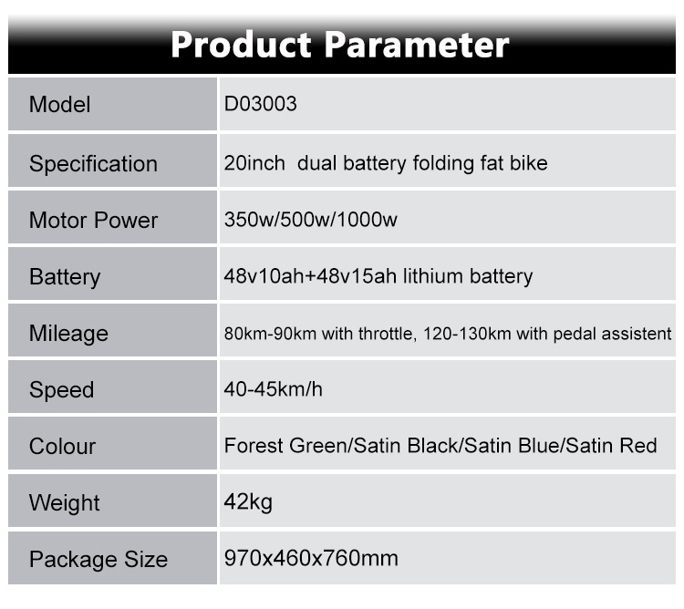 New wholesale foldable 1000w 48v fat tire dual batteries electric bike 20inch 500w electric folding bicycle 20