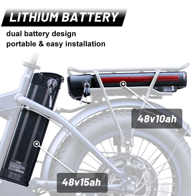 New wholesale foldable 1000w 48v fat tire dual batteries electric bike 20inch 500w electric folding bicycle 20