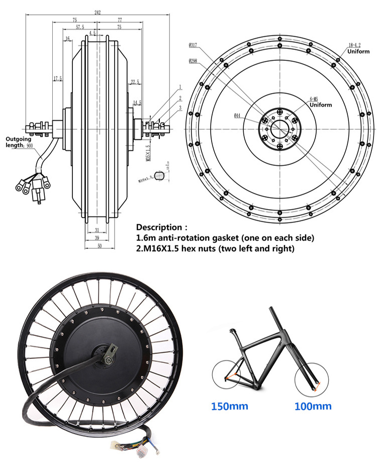 72v 8000w kit 72v 8000w hub electric bike motor kit 72v 8000w 3.5T 5T high torque fast speed dirt electric bike