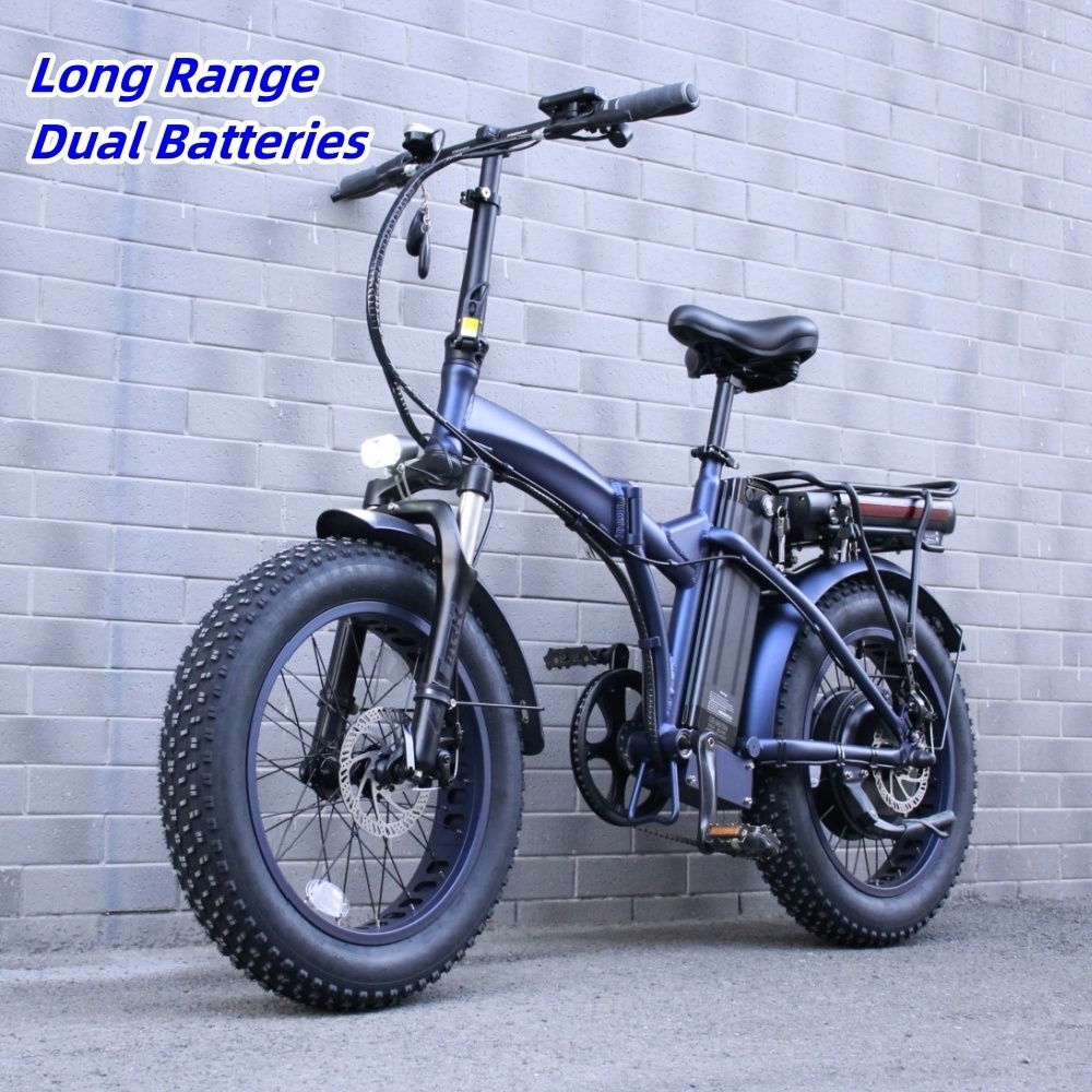 New wholesale foldable 1000w 48v fat tire dual batteries electric bike 20inch 500w electric folding bicycle 20