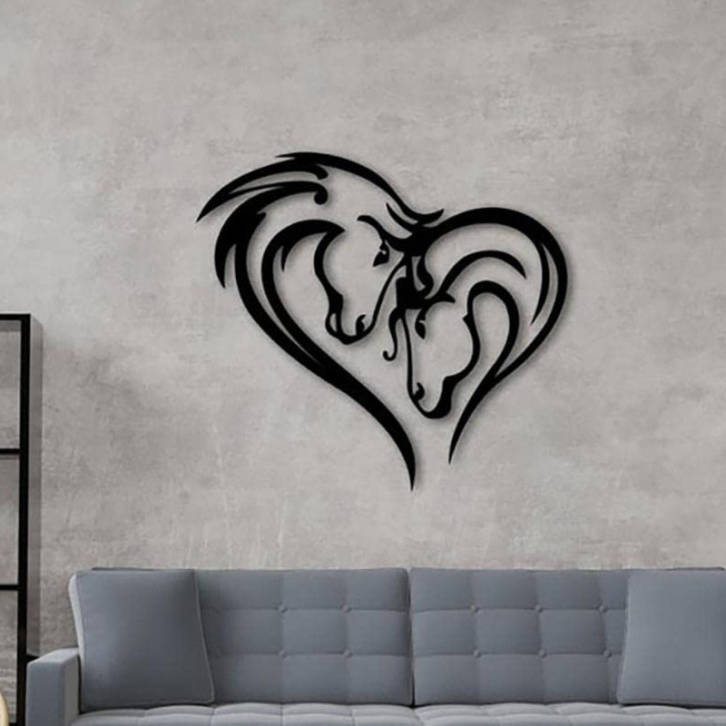 YJL Valentine's Day Bedroom Entrance Metal Wall Decor Love Shaped Horse Silhouette Metal Arts Wall Arts Metal Wall Art