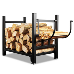 YJL Simple Household Metal Log Holder Indoor Outdoor Fireplace Fuel Firewood Rack Garden Firewood Storage