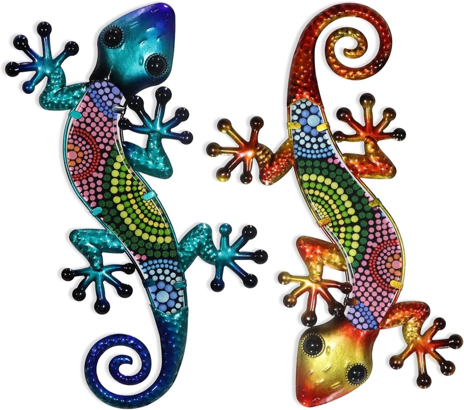 YJL Modern Outdoor Garden Fence Animal Wall Arts Colourful Gecko Lizard Metal Arts Metal Wall Decor Metal Wall Art