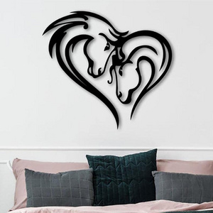 YJL Valentine's Day Bedroom Entrance Metal Wall Decor Love Shaped Horse Silhouette Metal Arts Wall Arts Metal Wall Art