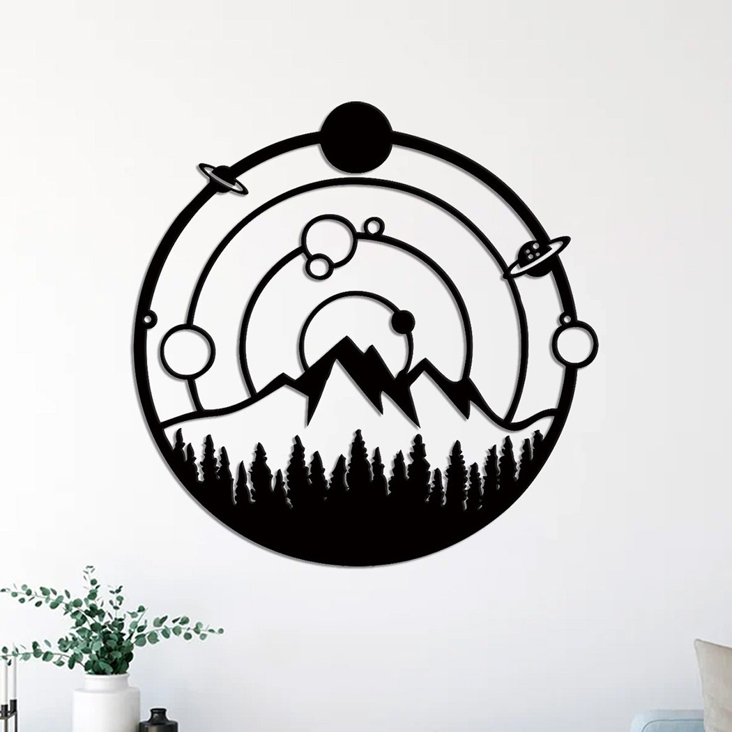 YJL New Style Metal Wall Decoration Creative Planet silhouette Metal Landscape Art Customized Metal Wall Decoration