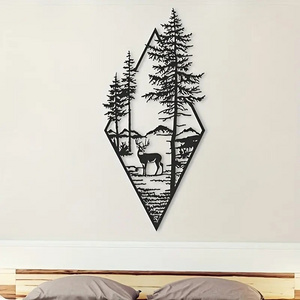 YJL Hot selling Metal Wall Decoration Forest Animal Silhouette Metal Art Customization Abstract Metal Wall Decoration