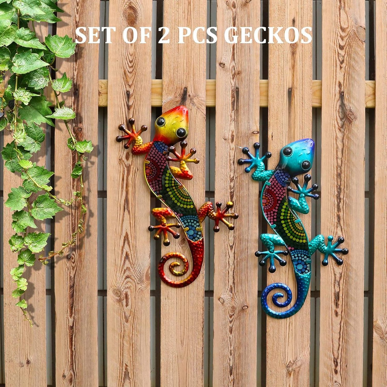 YJL Modern Outdoor Garden Fence Animal Wall Arts Colourful Gecko Lizard Metal Arts Metal Wall Decor Metal Wall Art