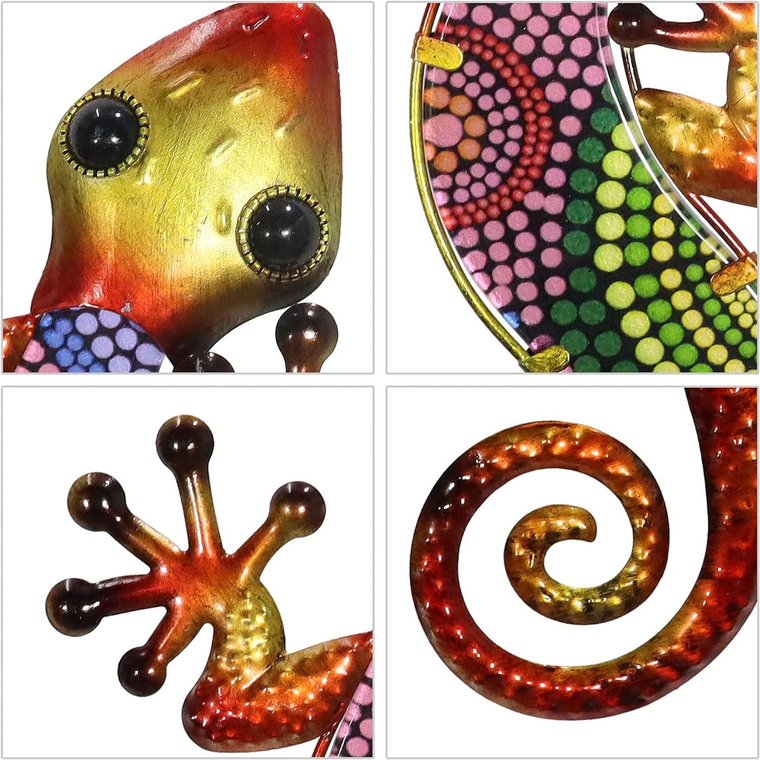 YJL Modern Outdoor Garden Fence Animal Wall Arts Colourful Gecko Lizard Metal Arts Metal Wall Decor Metal Wall Art