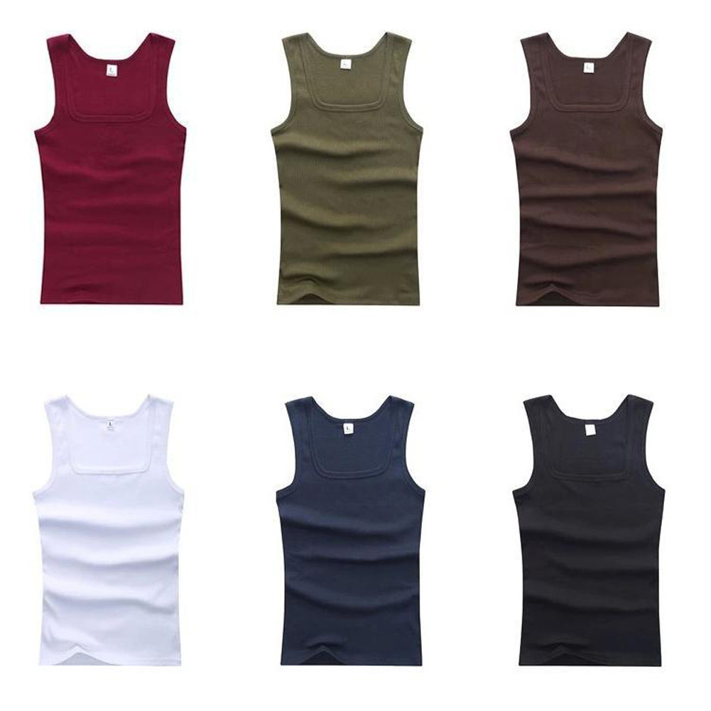 Hot sale ribbed tank top men cotton tank tops sports breathable white gym men's vest