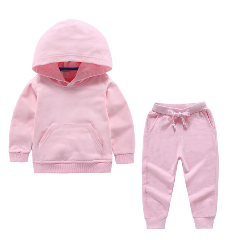 Hooded kids sweat suits autumn factory custom cute pattern printing track suits