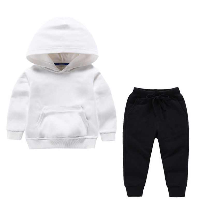 Hooded kids sweat suits autumn factory custom cute pattern printing track suits