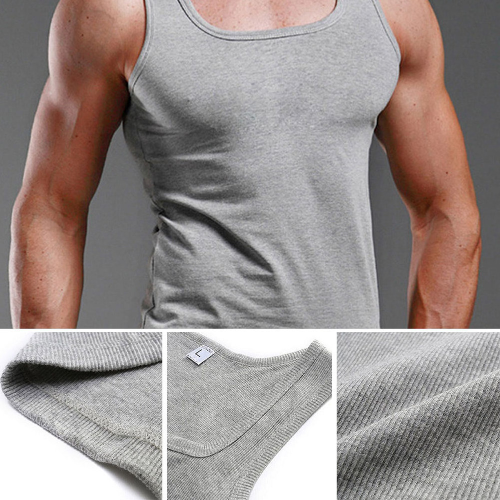 Hot sale ribbed tank top men cotton tank tops sports breathable white gym men's vest