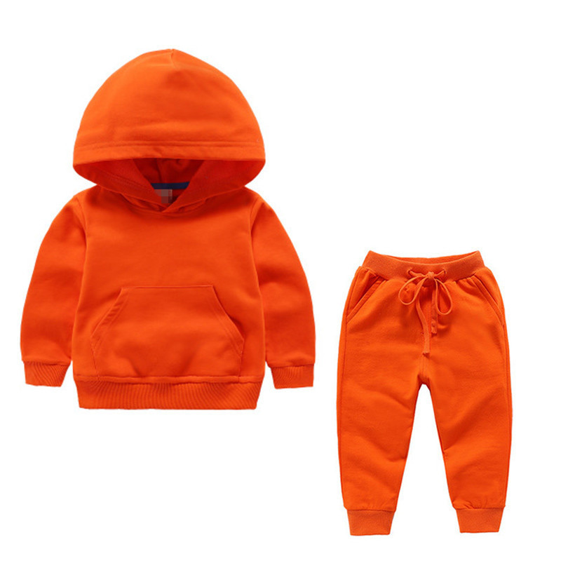 Hooded kids sweat suits autumn factory custom cute pattern printing track suits