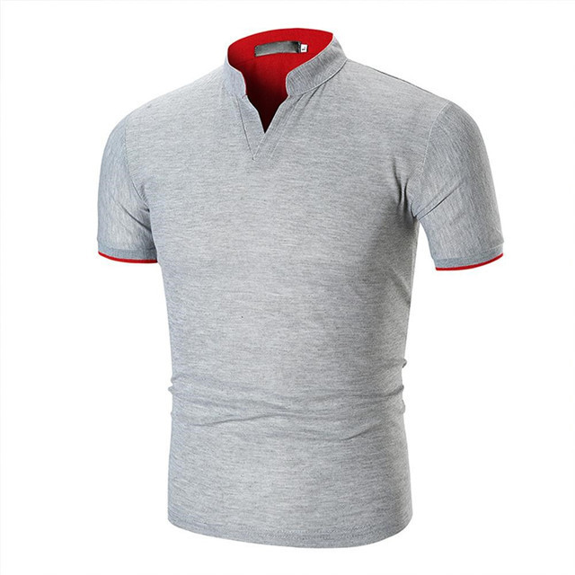 100% Cotton polo v neck t shirts for mens short sleeve polo shirt stand-up collar  Polo T-shirt