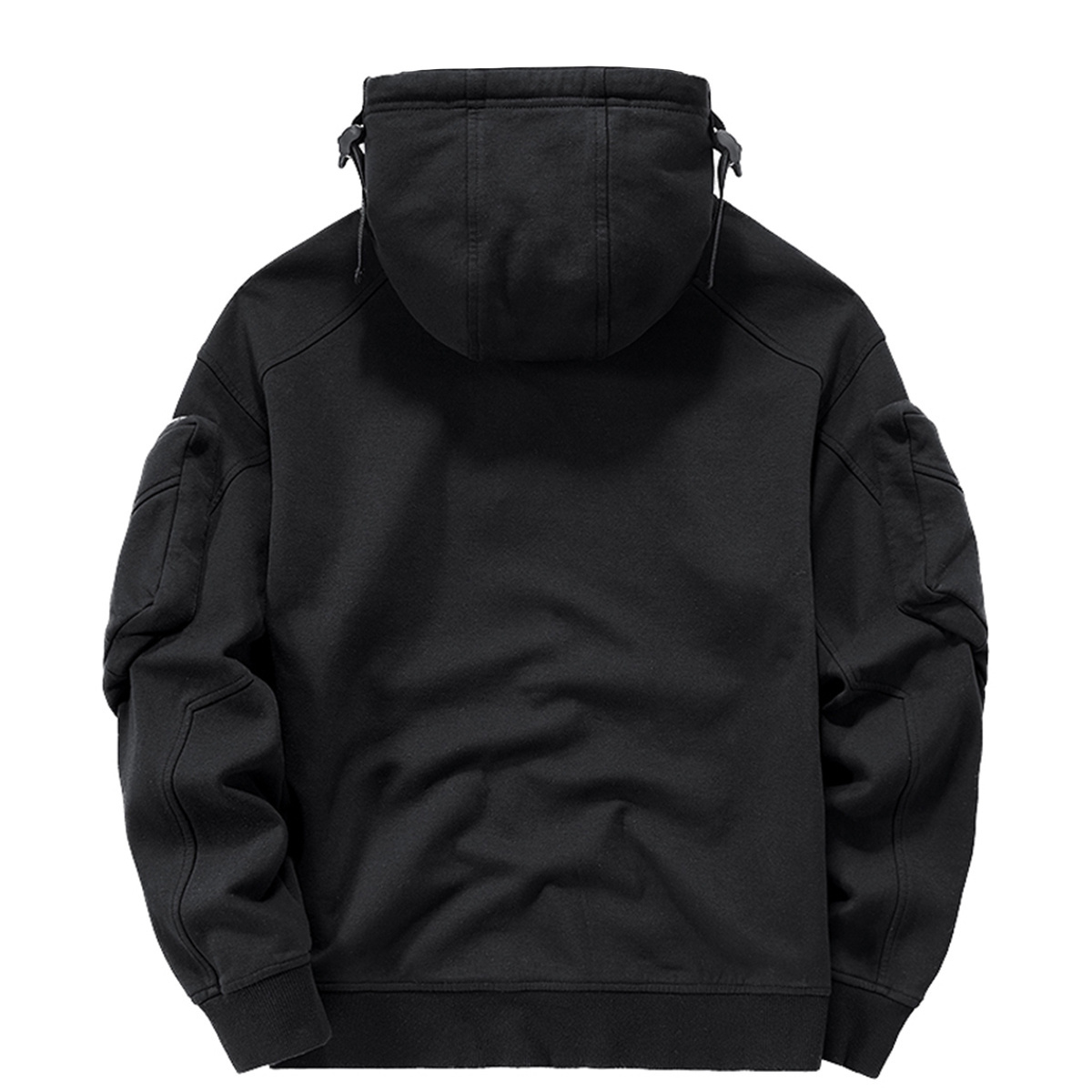 Streetwear Hoodies Harajuku Y2K Hip Hop Sweatshirts High Neck Mask Windproof Pullovers Dark Black Techwear Cargo Tops