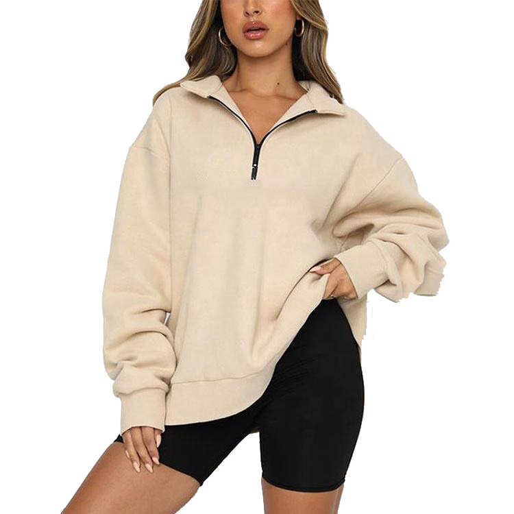 New custom women long sleeves sweatshirts zipper up oversized jumpers women's hoodies & sweatshirts