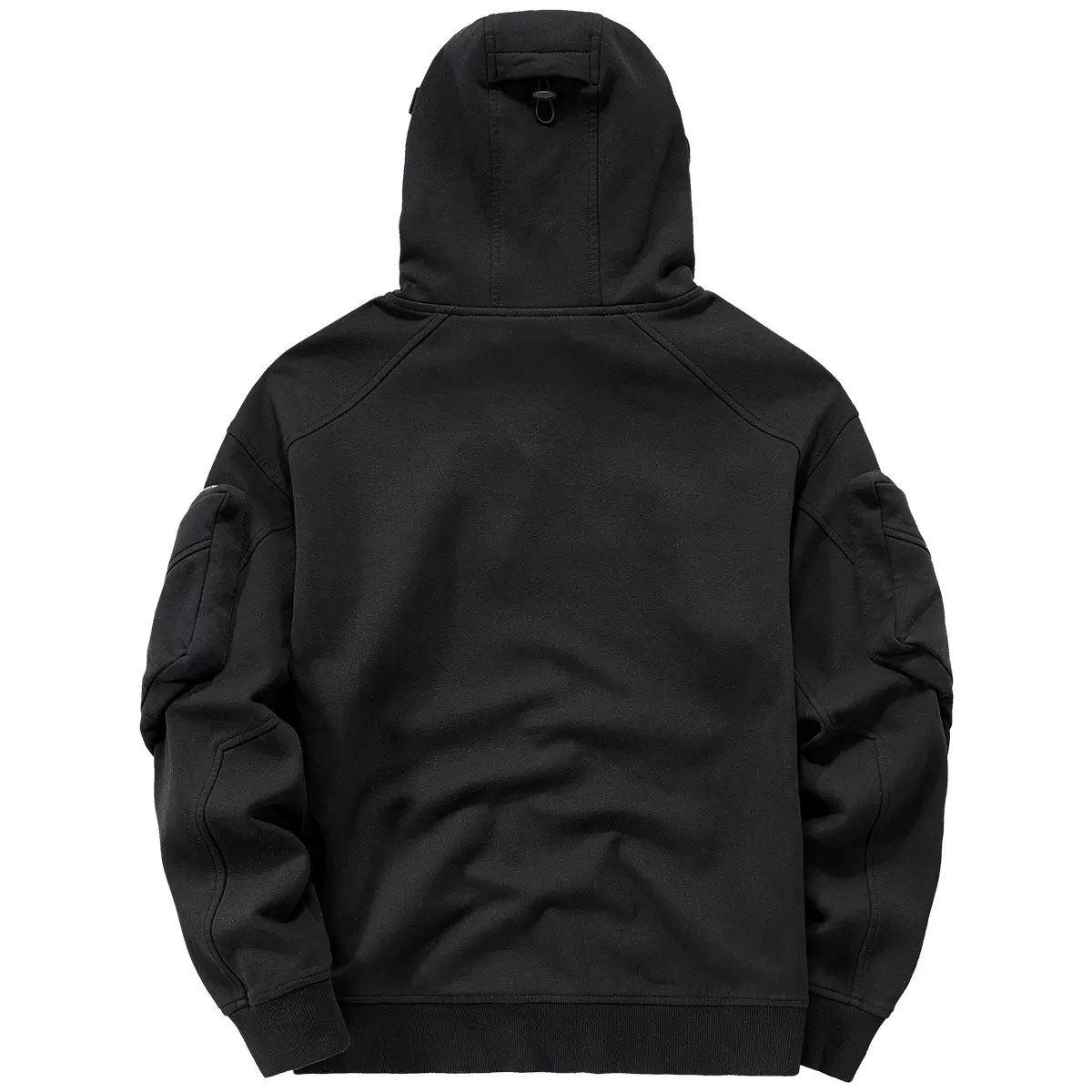 Streetwear Hoodies Harajuku Y2K Hip Hop Sweatshirts High Neck Mask Windproof Pullovers Dark Black Techwear Cargo Tops