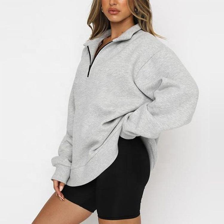 New custom women long sleeves sweatshirts zipper up oversized jumpers women's hoodies & sweatshirts