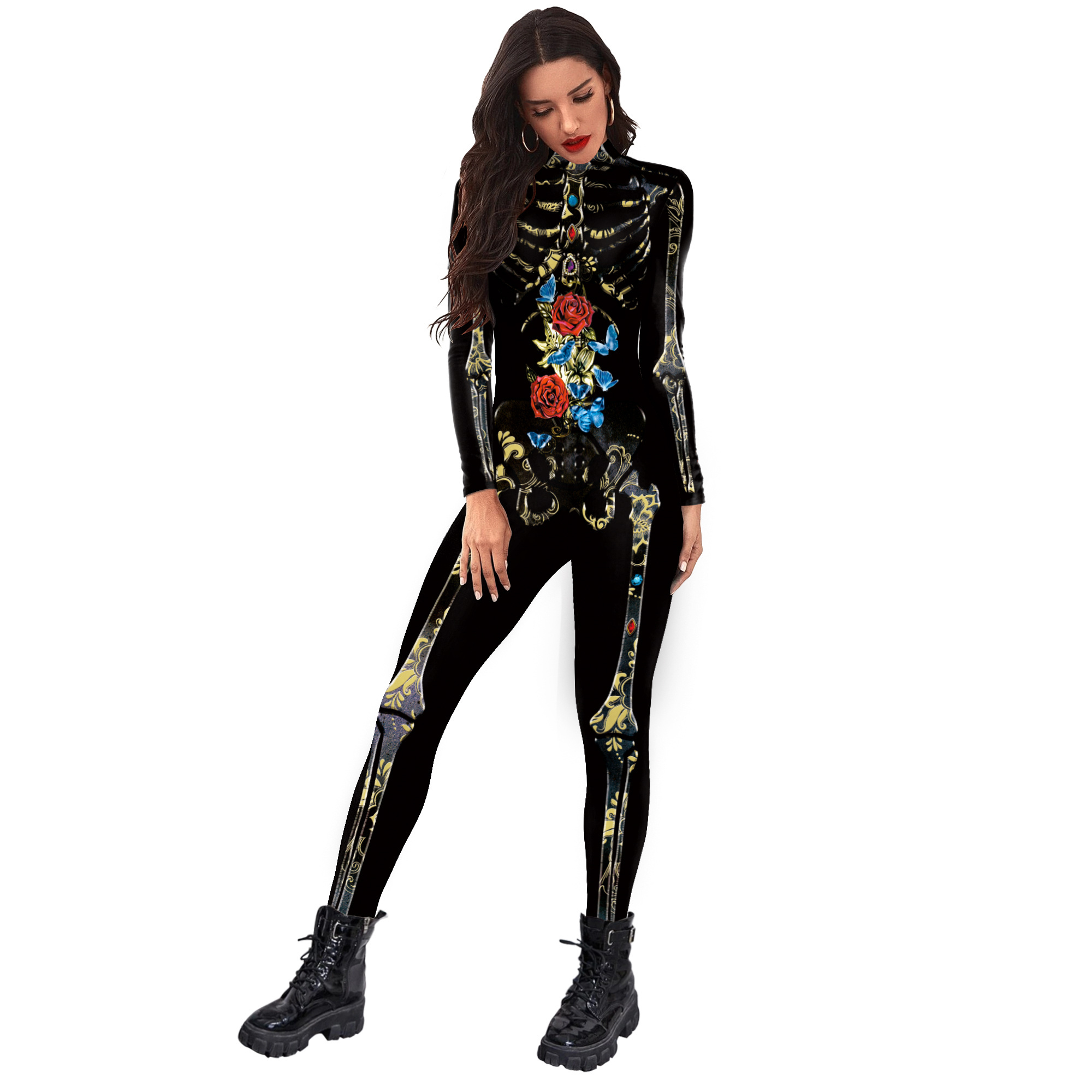 NADANBAO plus size jumpsuits women skull jumpsuit fitness Halloween carnival costume cosplay woman outfit jumpsuit