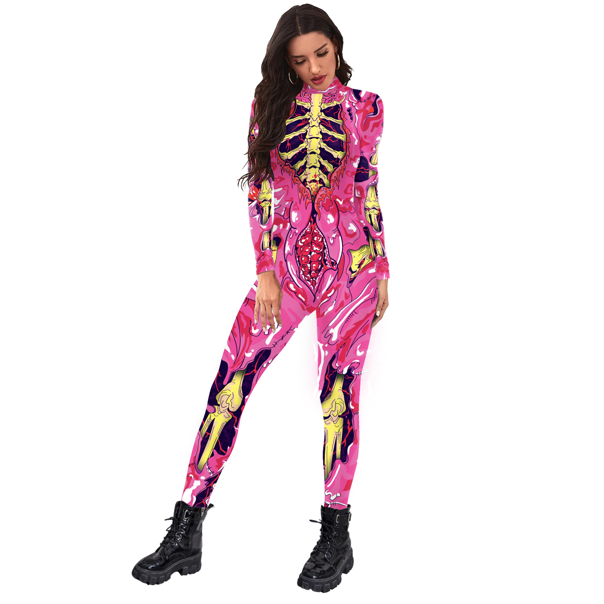 NADANBAO plus size jumpsuits women skull jumpsuit fitness Halloween carnival costume cosplay woman outfit jumpsuit